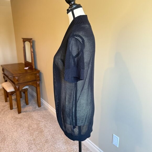 George short sleeved black long sweater crochet look office casual - Picture 4 of 9